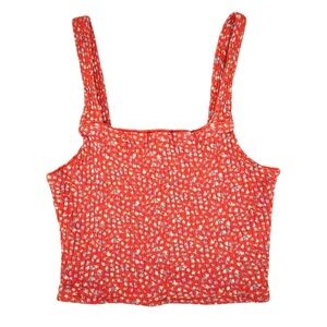 American Eagle Shirt Women’s Size Small Cropped Tank Top Red + Multicolor Floral